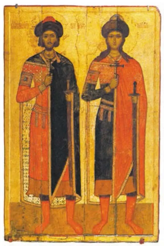 Борис и Глеб Икона XIV века Поздней осенью 1015 года у Любеча на Днепре в - фото 91