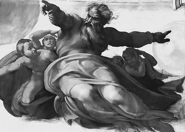 Яхве грозный ветхозаветный Богтворец фрагмент росписи Микеланджело Само - фото 2