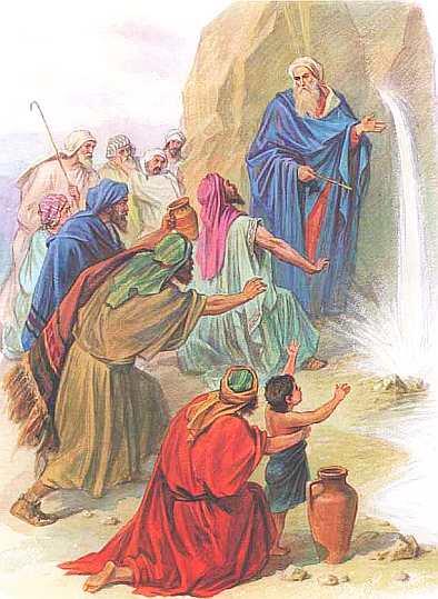 Моисей дважды ударил своим жезлом по скале камень расступился и хлынула вода - фото 16