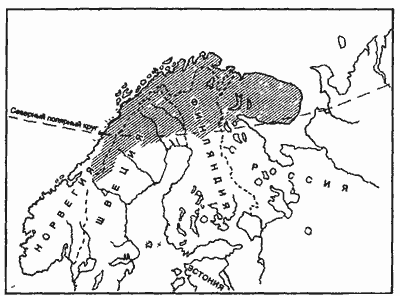 Рис 1 Карта на которой показано расселение лапландцев в настоящее время - фото 1