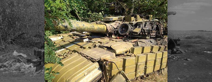 Подбитый танк украинской 17 танковой бригады Ополченцы за несколько дней - фото 10