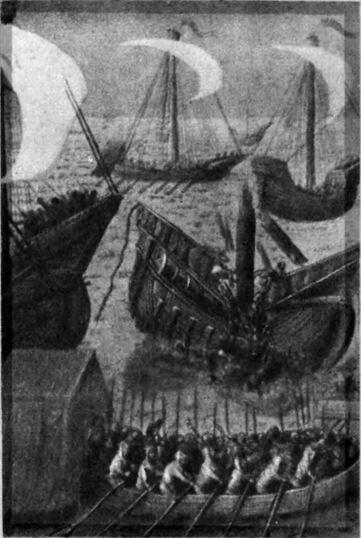 Флот крестоносцев Миниатюра из средневековой рукописи Парижская национальная - фото 1