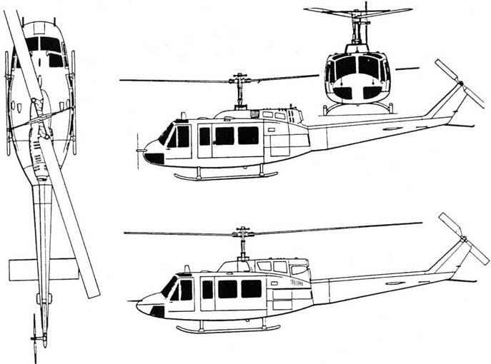 Схема вертолета Белл205 Обшивка выполнена из стеклопластиковых панелей с - фото 19