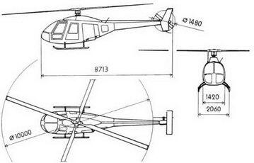 Схема вертолета Ми34 Характеристика вертолета Ми34 Размеры м длина - фото 242
