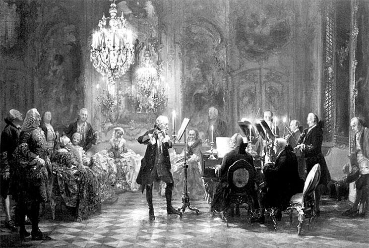 А фон Менцелъ Концерты в СанСуси Фрагмент Фридрих II играет на флейте В - фото 9