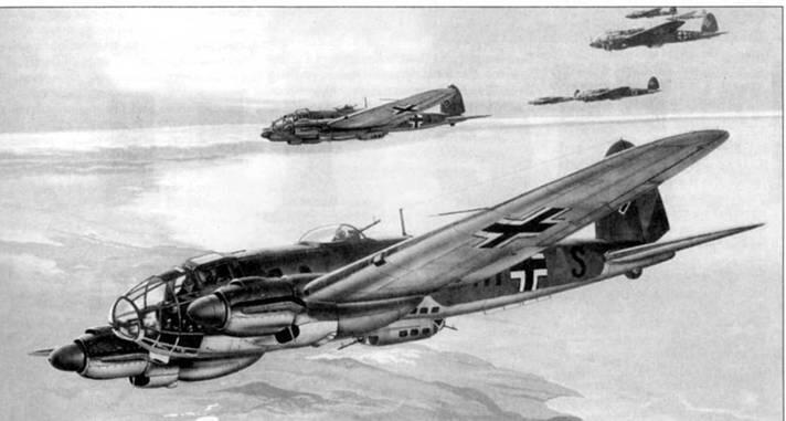 Не111Н3 1HAS возглавляет группу других бомбардировщиков из III Gruppe - фото 1