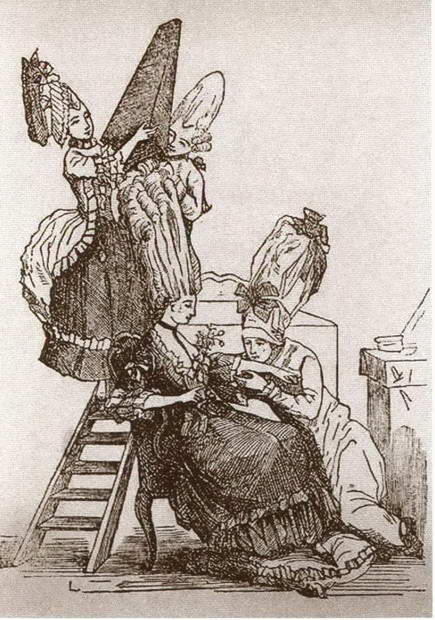 Карикатура на высокие прически Мария Антуанетта с Мадам Руаяль и дофином Луи - фото 26