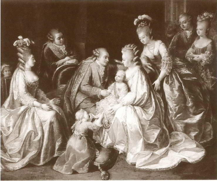 Королевская семья В центре Людовик XVI и Мария Антуанетта с дофином на руках - фото 35