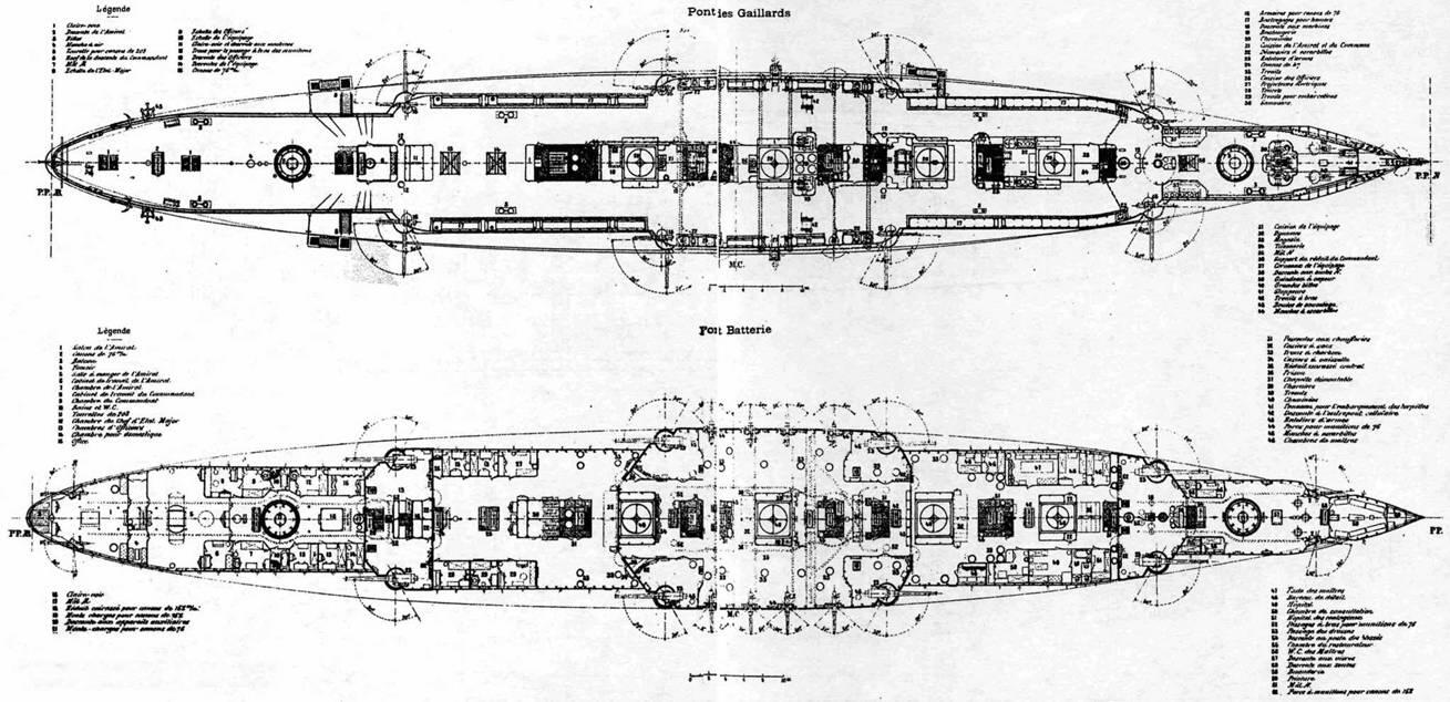 Броненосный крейсер Баян 1903 г планы батарейной и жилой палуб Спустя 20 - фото 3