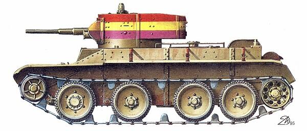БТ5 в окраске Бронетанковой бригады республиканской армии Испания 1938 год - фото 78