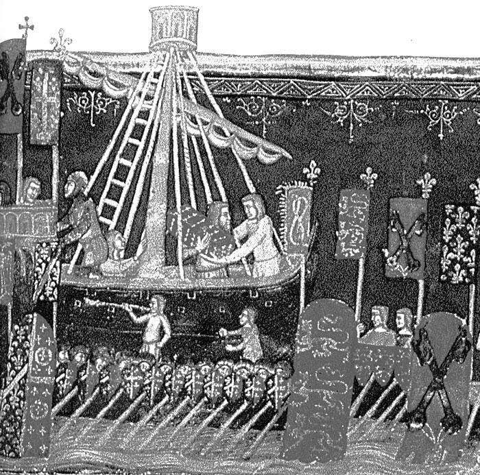 Погрузка крестоносцев на корабли Миниатюра из рукописи XIII века - фото 10
