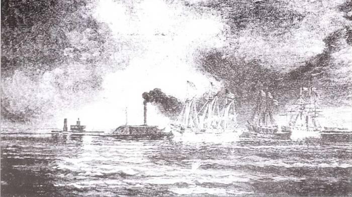 Теннеси сражается с деревянным кораблем Мононгахела Битва в заливе Мобил - фото 16