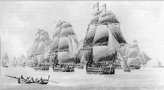 HMS Ville lie Paris во главе колонны флота ЛаМанша на траверзе Спитхеда 1796 - фото 8