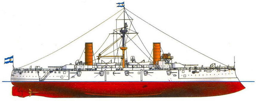 Броненосный крейсер Гарибальди Аргентина 1905 г Учебный корабль - фото 50