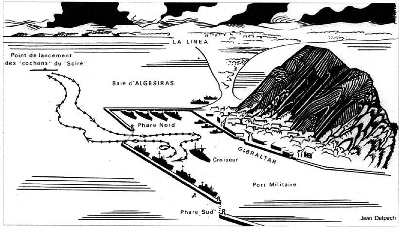 Схема атаки Гибралтара итальянскими управляемыми торпедами Английский - фото 33