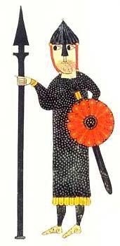 Готский воин в длинной кольчуге защищающей все тело испанская миниатюра XII - фото 13