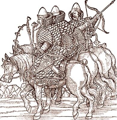 Вооружение славянских воинов Гравюра из Записок С Герберштейна XVI век - фото 14