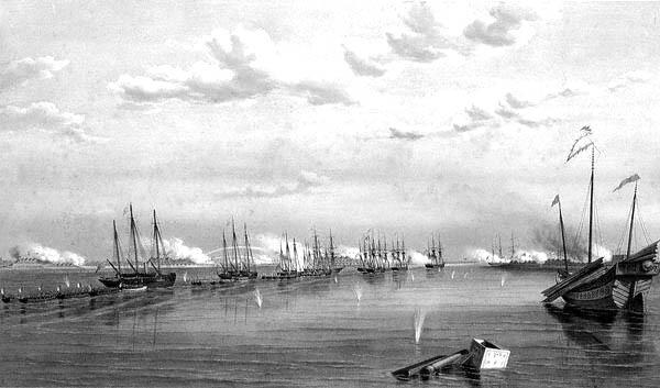 Атака английскими и французскими канонерскими лодками китайских фортов в устье - фото 40