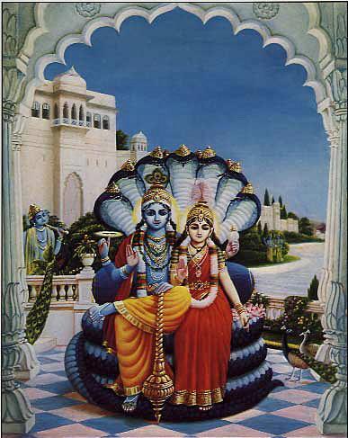 На Шветадвипе Господь Вишну и Его супруга Лакшми восседают на троне в качестве - фото 11