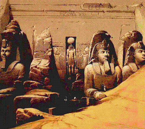 Великий храм в АбуСимбел Нубия Иллюстрация Дэвида Робертса Фасад храма - фото 3
