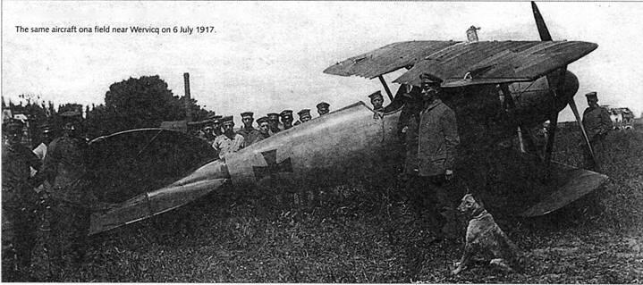 Этот же самолёт на поле вблизи Вервика 6 июля 1917 г Июль 1917 г Лётчики - фото 8