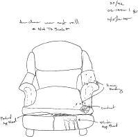 A police sketch of the bloodstained chair in the living room of the pool house - фото 48