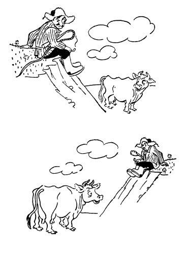 На верхнем рисунке пастух явно больше коровы на нижнем корова больше - фото 2