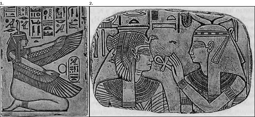 1 Крылатая богиня Маат создала времена года Рельеф из гробницы Нефертари - фото 30