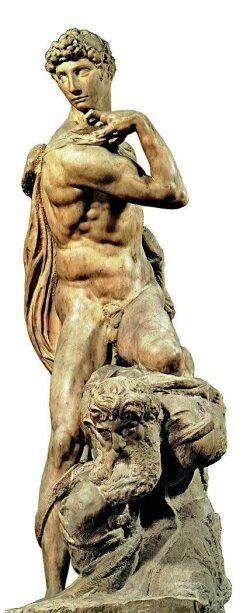 Скульптура Победа работы Микеланджело Фрагмент фрески Страшный суд Фреска - фото 47
