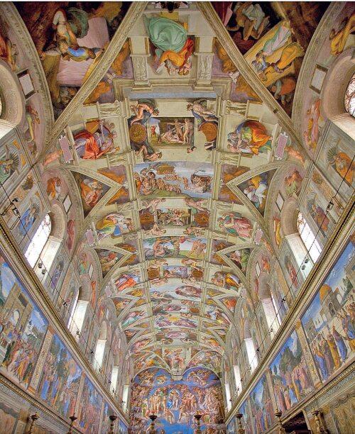 Потолок Сикстинской капеллы и фреска Страшный суд общий вид Святой - фото 51