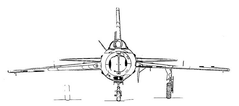 Серийный МиГ19 в стояночной конфигурации вид спереди Серийный МиГ19 - фото 138
