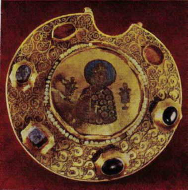 8 Рязанские бармы Икона Святой Глеб Оборотная сторона колта Золото - фото 11