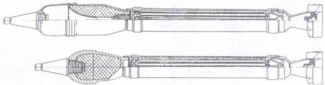 Разрезы противотанковой гранаты ПГ82 вверху и осколочной гранаты ОГ82 - фото 33