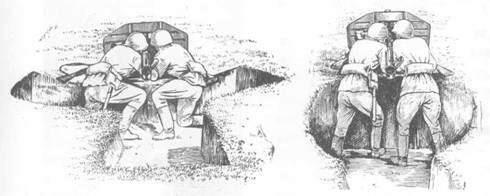 Положение наводчика и заряжающего для стрельбы из окопа с колена и стоя - фото 38