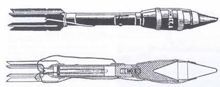 Общий вид и разрез реактивной гранаты к ружью Базука М1 Эти недостатки а - фото 5
