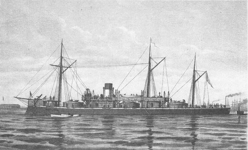 Трехбашенный броненосный фрегат Адмирал Лазарев С рисунка В Игнациуса из - фото 1