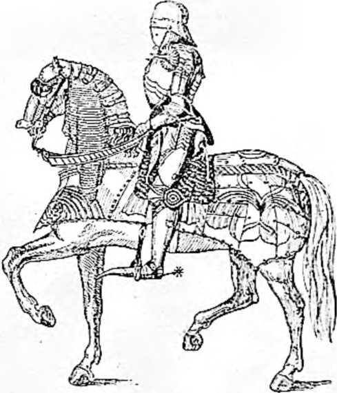 Средневековый всадник и конь закованные в железо Латы дополнялись еще щитом - фото 39