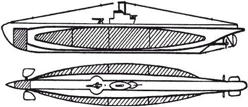 На схеме внизу показано поперечное сечение погружающейся субмарины 1 лодка - фото 3