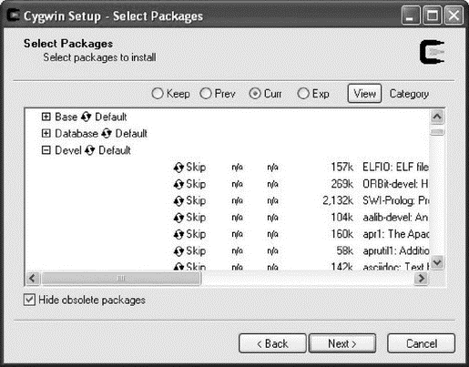 Figure 24 Cygwin package selection Following the download you have the - фото 5