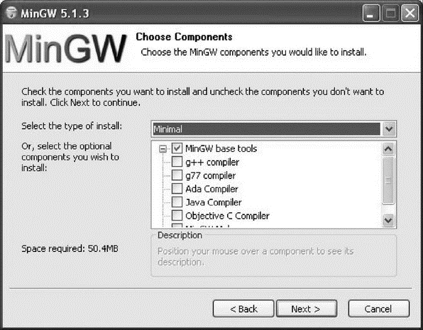 Figure 26 MinGW component selection Oddly the MinGW installer doesnt - фото 7