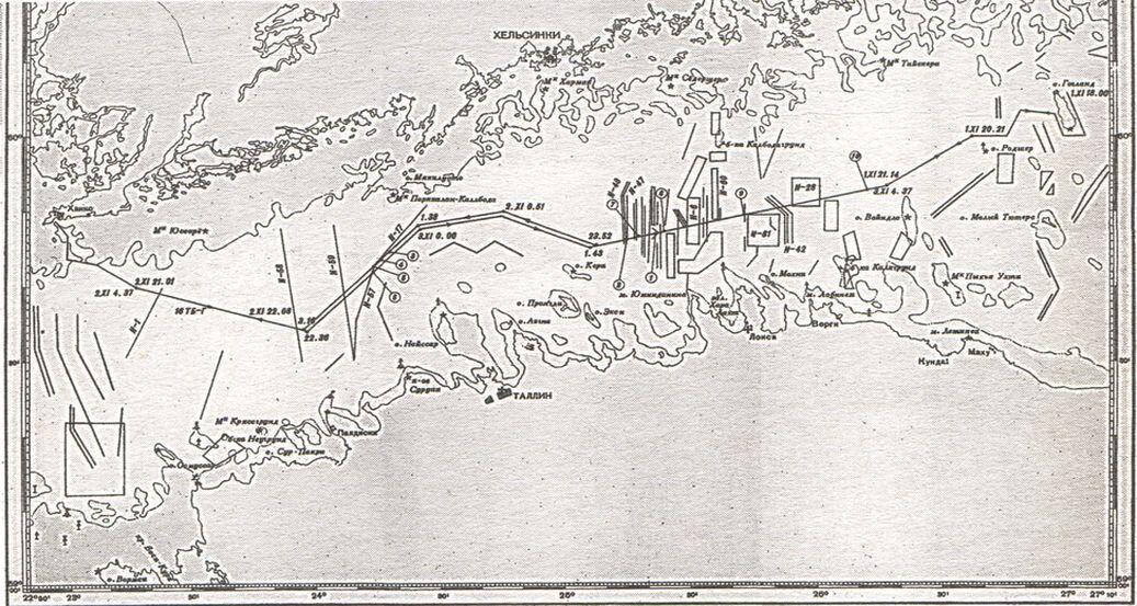 Схема похода первого отряда кораблей для эвакуации ВМБ Ханко 13 ноября 1 в - фото 74