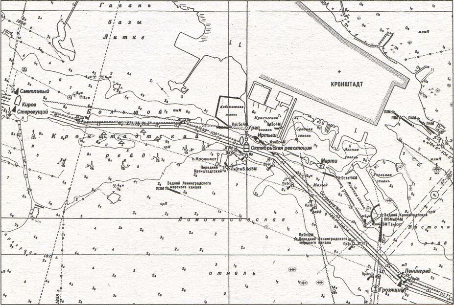 Схема затопления кораблей и судов в районе Кронштадтских рейдов и гаваней - фото 76