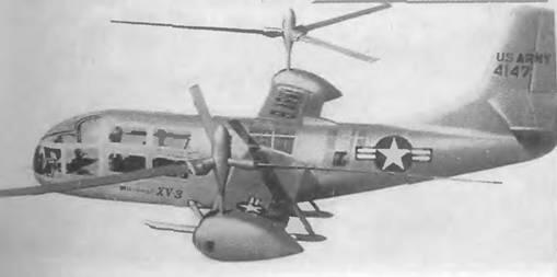 Первый экспериментальный вертолетсамолет Белл XV3 с трехлопастными винтами С - фото 1