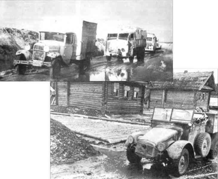 Верхний снимок Колонна грузовиков на российской автостраде март 1942 г На - фото 43