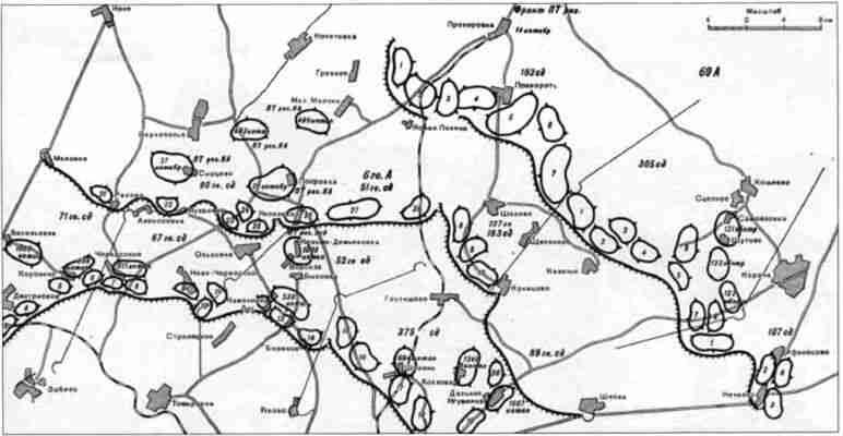 Схема расположения противотанковых районов на южном фасе Курской дуги A - фото 13