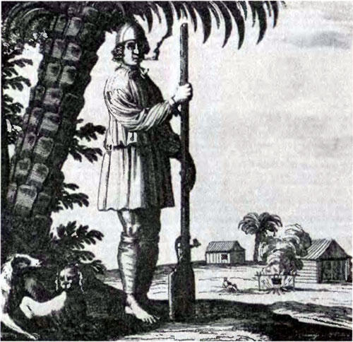 Буканьер с Эспаньолы Гравюра XVII в Французские колонисты ловят черепах - фото 2