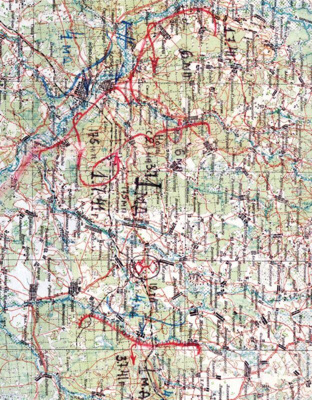 Фрагмент оперативной карты штаба 20й армии боевые действия 1й Московской - фото 94