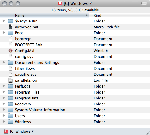 Когда виртуальная машина запущена из Mac OS X видно содержимое диска Windows - фото 36