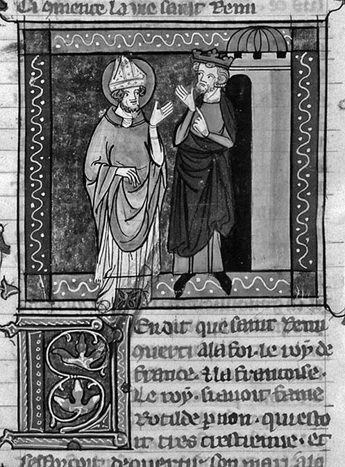 Король Хлодвиг и святой Ремигий Миниатюра из Золотой легенды Иакова - фото 15