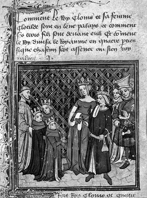 Король Хлодвиг и Клотильда Бургундская с детьми Миниатюра из Хроник - фото 16